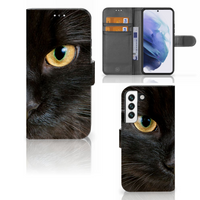 Samsung Galaxy S22 Telefoonhoesje met Pasjes Zwarte Kat