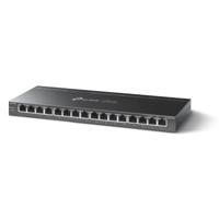 TP-Link TL-SG116P 16-poorts Gigabit PoE Switch (120 watt, IEEE-802.3af/at PoE, zonder ventilator, plug-and-play, robuuste metalen behuizing), zwart