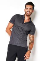 Desoto Poloshirt Navy Print Button Down Jersey Slim Fit