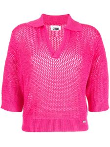 izzue pull en crochet à col v - Rose