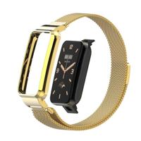 By Qubix - Milanese loop bandje met case - Goud - Xiaomi Smart Band 7 Pro