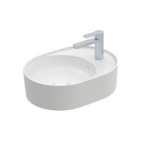 Villeroy & Boch Collaro opzetwastafel ovaal m. kraangatbank 51x38cm z. overloop m. 1 kraangat, ceramic+ wit