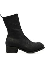 Guidi bottines en cuir à fermeture zippée - Noir