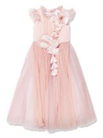 MARCHESA KIDS COUTURE robe volantée à fleurs appliquées - Rose - thumbnail