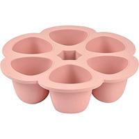 BEABA, Meerdere Bakjes Premium kwaliteit silicone, Extreme hittebestendigheid, Oven- en magnetronbestendig, 6 aparte vakjes, luchtdicht deksel, Gemaakt in Italië, 6x90 ml, Roze