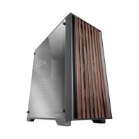 Mars Gaming MC-WOOD, ATX-PC Behuizing, Houten Frontpaneel, Zijpaneel van Verchroomd Glas, 120mm FDB-ventilator, Waterkoeling Ondersteuning tot 360mm, Dubbele Kamer, Kabelbeheer, Semi-Tower PC, Zwart