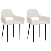 Vidaxl Eetkamerstoelen 2 St Stof Crèmekleurig