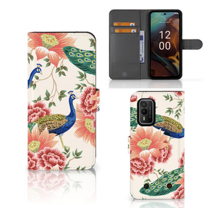 Telefoonhoesje met Pasjes voor Nokia XR21 Pink Peacock