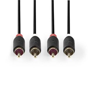 Nedis CABW24200AT20 Stereo Audiokabel 2x Rca Male - 2x Rca Male 2,0 M Antraciet