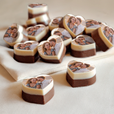 Chocolade bonbons hart met foto - 12 stuks