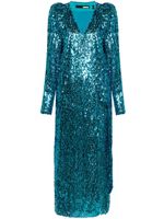 ROTATE BIRGER CHRISTENSEN robe-portefeuille à sequins brodés - Bleu