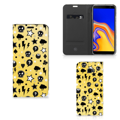 Mobiel BookCase Samsung Galaxy J4 Plus Punk Geel Mobiel BookCase Samsung Galaxy J4 Plus Punk Geel