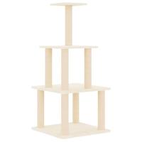 vidaXL Kattenmeubel met sisal krabpalen 111 cm crèmekleurig, kattenpaal, kattenboom, kattenkrabpaal, kattenhuis, kattenmeubel, kattenpalen