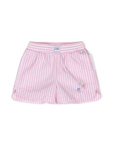 Palm Angels Kids short rayé à broderies 3 Palms - Rose