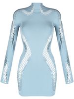 Mugler robe en maille ajourée à empiècements - Bleu - thumbnail