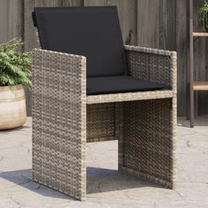 Tuinstoelen 4 st met kussens poly rattan lichtgrijs