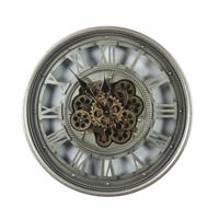 Mansion atmosphere Wandklok Gears open Old Silver 60cm