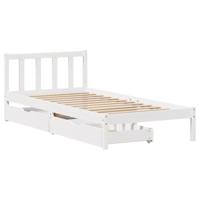 vidaXL Bedframe met lades massief grenenhout wit 90x200 cm, bed, bed ombouw, boxspring, bedbodem, slaapkamermeubel, stapelbed, twijfelaar bed