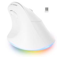 Bluestork - Ergonomische en verticale draadloze muis, Bluetooth-verbinding of USB-ontvanger, 800-2400 dpi, 6 toetsen, RGB-led, preventie muissyndroom, voor rechtshandigen, pc, Mac - wit - 2024