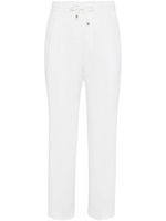 Brunello Cucinelli pantalon en lin à lien de resserrage - Blanc