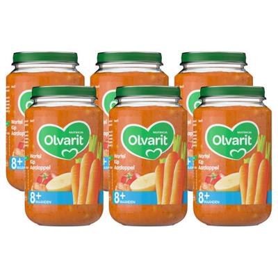 Olvarit Wortel Kip Aardappel - babyhapje voor baby's vanaf 8+ maanden - 6x200 gram babyvoeding in een maaltijdpotje Olvarit Wortel Kip Aardappel - babyhapje voor baby's vanaf 8+ maanden - 6x200 gram babyvoeding in een maaltijdpotje