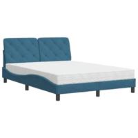 vidaXL Bed met matras fluweel blauw 140x200 cm, bed, bed ombouw, tweepersoonsbed, bedbodem, slaapkamermeubel, 2 persoonsbed, logeerbed, houten bed