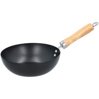 Wokpan/steelwok met houten handvat 20 cm