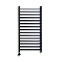 Elektrische Radiator Sanicare Qubic 126.4x60 cm Mat Zwart Met Chrome Thermostaat 773 Watt - thumbnail