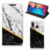 Samsung Galaxy A30 Standcase Marmer Wit Zwart - Origineel Cadeau Man