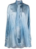 Ermanno Scervino chemise imprimée à détail de foulard - Bleu