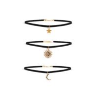 Gouden Bedel Choker ketting set van 3 chokers - thumbnail