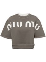 Miu Miu t-shirt crop à logo imprimé - Gris