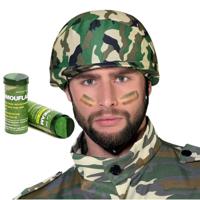 Carnaval verkleed set Army/Leger soldaten helm - met camouflage schmink stift - volwassenen - thumbnail