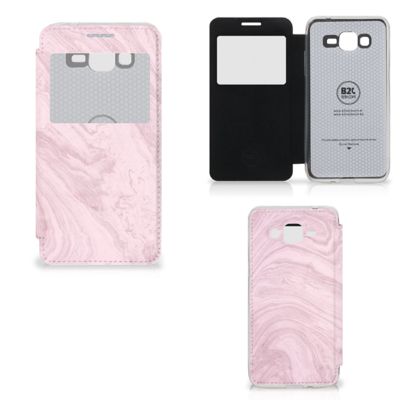 Samsung Galaxy Grand Prime Bookcase Marble Pink - Origineel Cadeau Vriendin