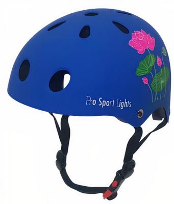 Pro Sport Lights fietshelm bloem junior polystyreen blauw maat M Pro Sport Lights fietshelm bloem junior polystyreen blauw maat M
