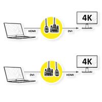 ROLINE Monitorkabel DVI (24+1) - HDMI, M/M, zwart / zilver, 1 m - thumbnail