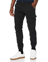 JACK & JONES Men Pants Cargo Jogger Trousers PAUL FLAKE AKM 542 Twill Stretch, Colour:Black, Pant Size:33W / 30L