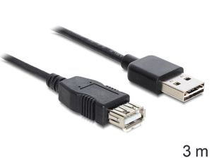 Delock USB-kabel USB 2.0 USB-A stekker, USB-A bus 3.00 m Zwart Stekker past op beide manieren, Vergulde steekcontacten, UL gecertificeerd 83372