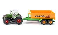 siku 1989, Fendt with Hooklift Trailer and Carriage, 1:50, Metal/Plastic, Green, Fully functional skip trailer