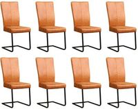 Set van 8 Cognac leren industriële eetkamerstoelen Dare - poot vierkant zwart - Vintage Leer Cognac (cognac leer) - thumbnail