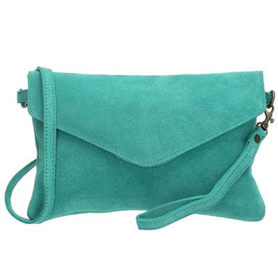 Charm Suède Envelop Clutch / Avondtasje Aqua Blauw