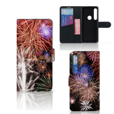 Motorola Moto G8 Plus Wallet Case met Pasjes Vuurwerk Motorola Moto G8 Plus Wallet Case met Pasjes Vuurwerk