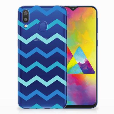 Samsung Galaxy M20 (Power) TPU bumper Zigzag Blauw Samsung Galaxy M20 (Power) TPU bumper Zigzag Blauw
