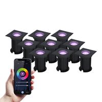 9x Ramsay Smart LED grondspot - Vierkant - Zwart - RGBWW - 5.5 Watt - WiFi & Bluetooth - IP67 straal waterdicht - 3 jaar garantie