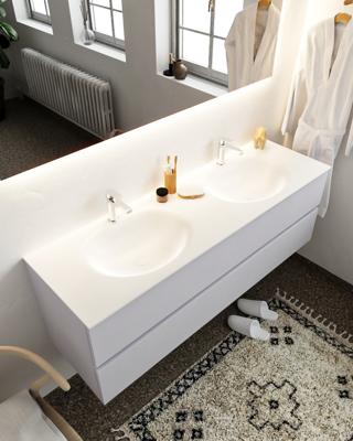 Mondiaz Vica 150cm badmeubel cale 2 lades wastafel Moon dubbel met 2 kraangaten