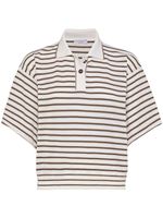 Brunello Cucinelli polo crop à rayures - Blanc