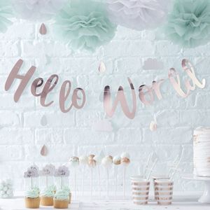 Geboorte Letterslinger &apos;Hello World&apos; Rosé goud (2m)