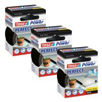 tesa extra Power Perfect weefseltape - ideaal voor knutselen, versterken, repareren en nog veel meer - zwart - 3x 2,75m x 38mm