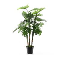 Groene Monstera/gatenplant kunstplant 100 cm in zwarte pot