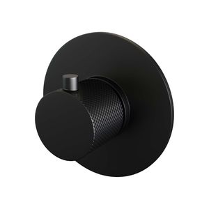 Inbouwthermostaat Brauer Black Carving met Ronde knop en Rozet Geborsteld Mat Zwart Brauer